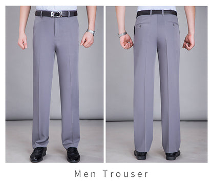 2025 New Summer Thin Mulberry Silk Middle-Aged Business Casual Straight Loose Wrinkle-Free Men's Pants