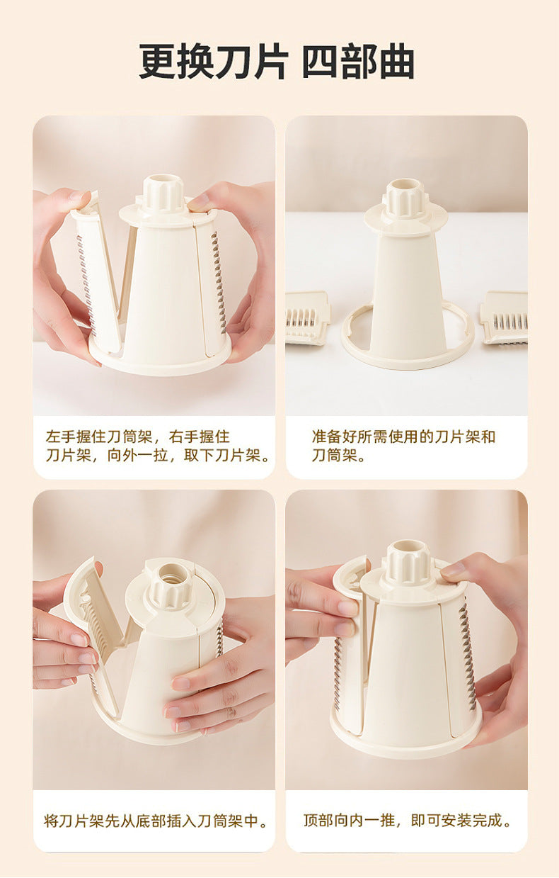 Multifunctional Vegetable Cutting Artifact Home Kitchen Hand-Cranked Drum Potato Grating Machine Convenient Slicing and Grating Meat Cutter