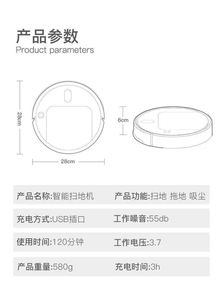 Cross-Border Sweeping Robot Smart Vacuum Cleaner Household Sweeper Small Household Appliances Fully Automatic Sweeping Robot Gifts