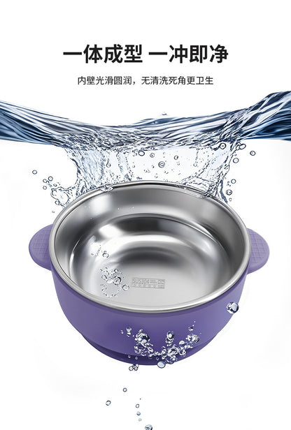 Cross-border Stainless Steel Children's Bowl Household Cute Baby Drop-resistant Heat-insulated Tableware Kindergarten Children's Rice Bowl with Suction Cup