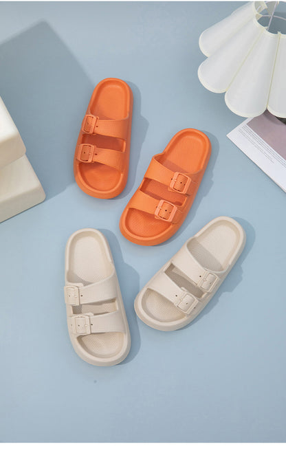 Foreign Trade Double Buckle Cool EVA Slippers Lovers Women's Beach Slippers Classic Men's Slippers