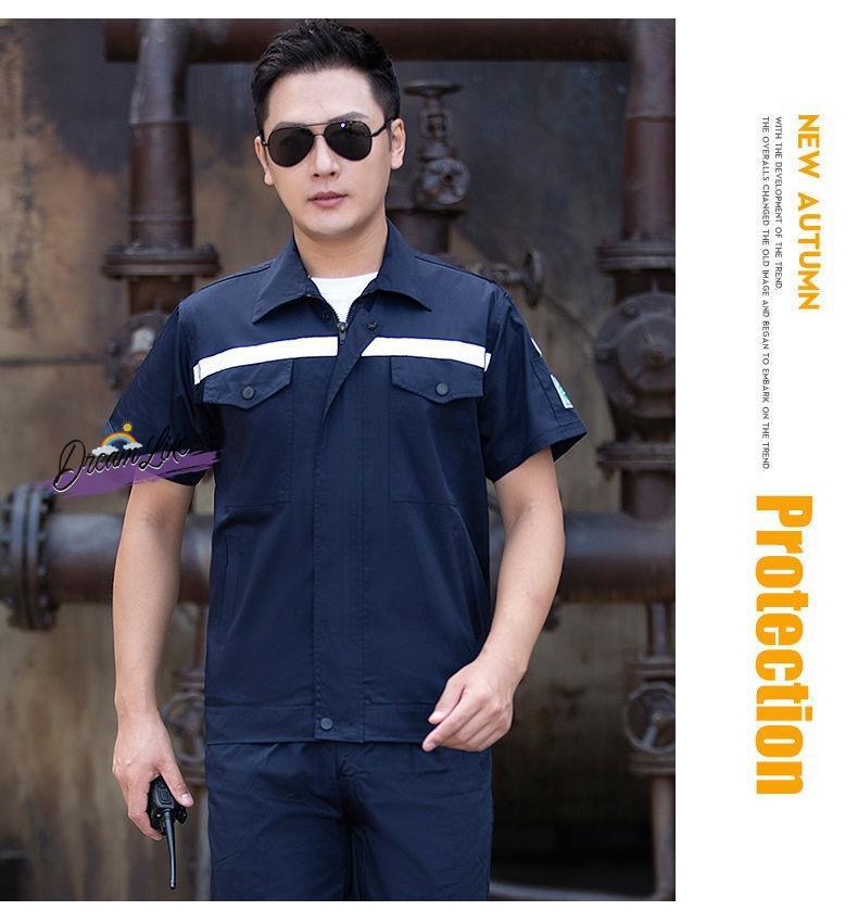 Summer thin anti-static overalls suit men's and women's long short sleeve gas station filling station gas petrochemical electricsuit