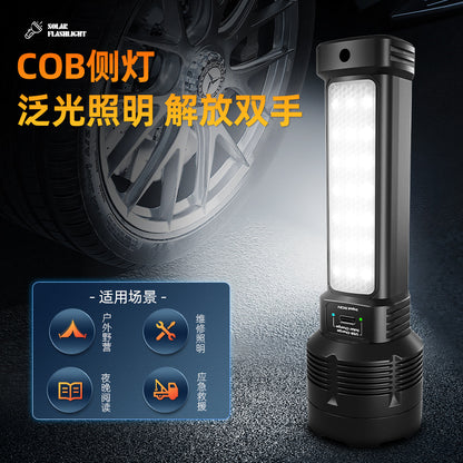 Strong solar flashlight super bright outdoor explosive long endurance with charging portable handheld 100,000 lumns light
