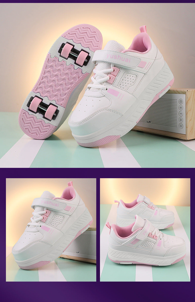 New heloo shoes two-wheel roller shoes children with wheels shoes girls skates student deformation shoes wholesale