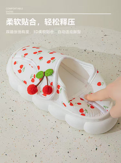 25 Maternity Postpartum Shoes for Summer, Comfortable Thin Style, Closed-Back Slippers for Postpartum Women, Non-Slip Thick-Soled Soft-Soled Cotton Shoes with Tassels
