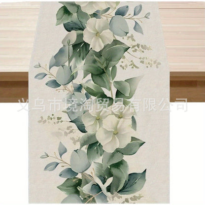 Linen Table Runner Pastoral Flower Lemon Summer Home Dining Table Outdoor Decoration Printed Tablecloth Table Runner
