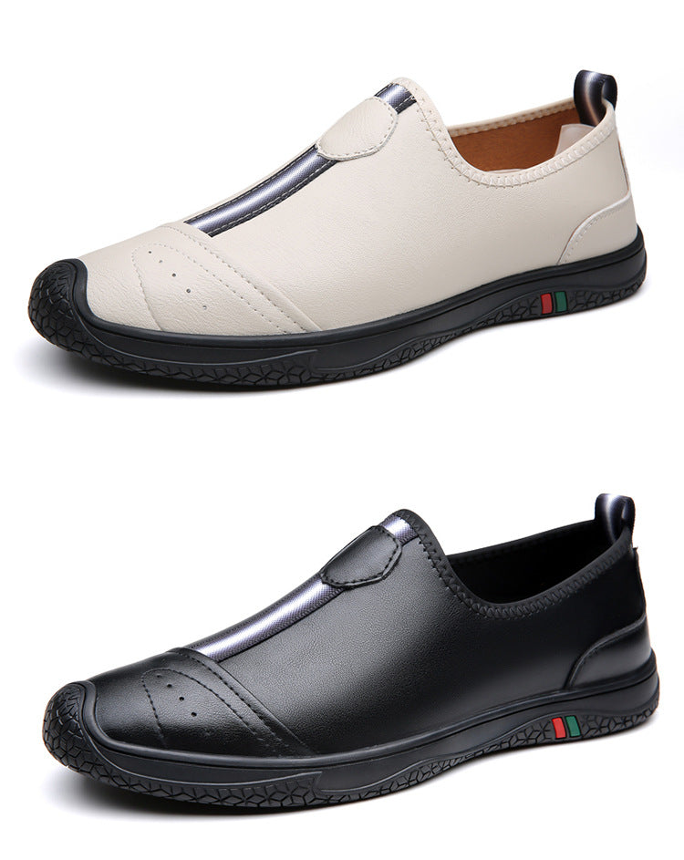 Doug Shoes Men's 2024 New Spring Lazy Slip-on Loafers Soft Bottom Driving Shoes Men's Hollow Leather Shoes