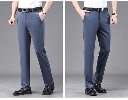 Business Casual Pants Men's Vertical Straight Dress Men's Spring and Summer Loose plus size Non-ironing Long Pants Stretch Pants