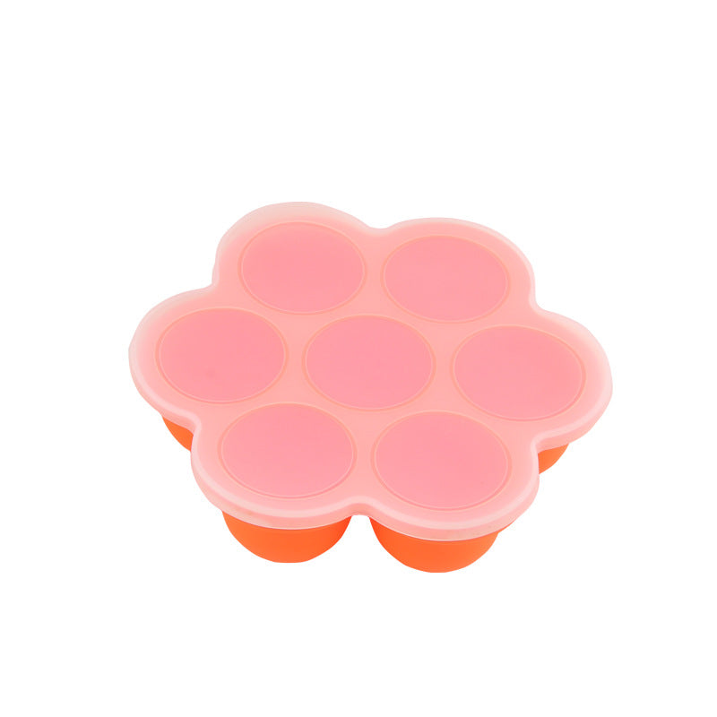 7-hole silicone food supplement box with lid ice cube children's fruit snack food supplement box sealed fresh-keeping box ice hockey mold