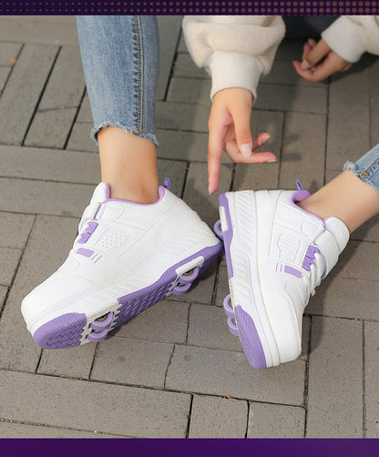 New heloo shoes two-wheel roller shoes children with wheels shoes girls skates student deformation shoes wholesale