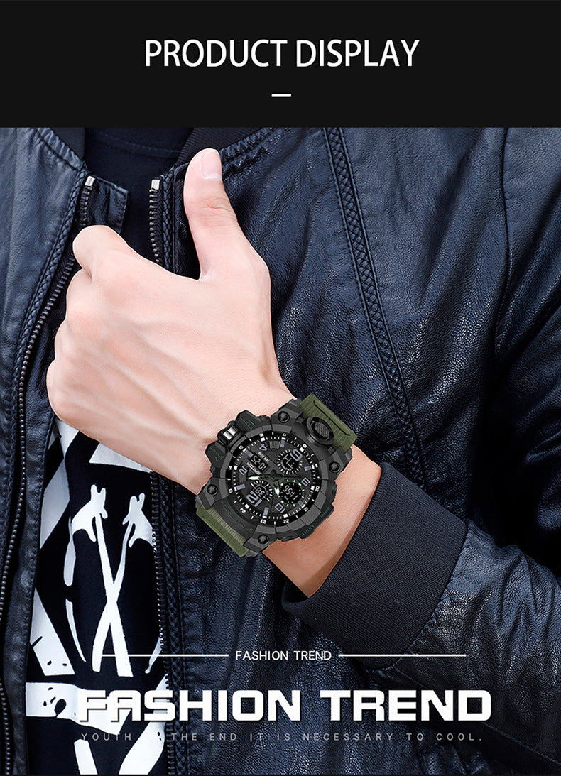 Sanda Hot-Selling Watch Korean Version Student Party Multi-Functional Waterproof Alarm Clock Electronic Watch Cool Dual Display Luminous Sports Watch by PDG ibma