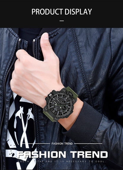 Sanda Hot-Selling Watch Korean Version Student Party Multi-Functional Waterproof Alarm Clock Electronic Watch Cool Dual Display Luminous Sports Watch by PDG ibma