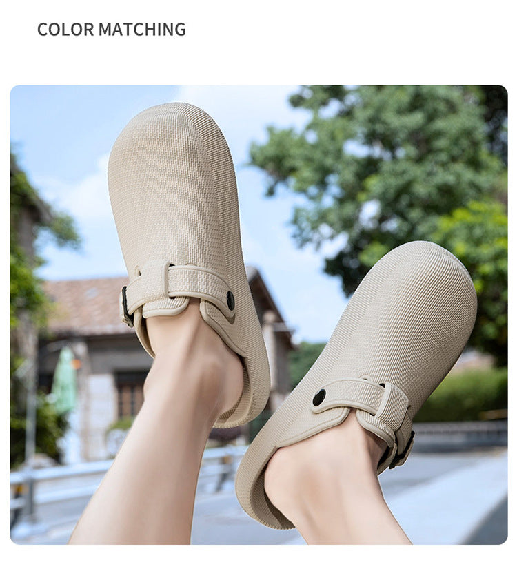 2025 Men's Closed-Toe Sandals Large Size Outdoor Non-Slip Thick-Soled Clogs Women's Half-Slip Couple's Same Style