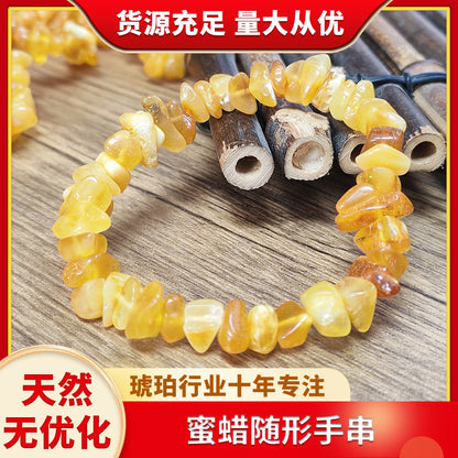 Natural Non-optimized Baltic Amber Beeswax Handstring Accompanioned Adult Handstring Raw Ore Stone All-match