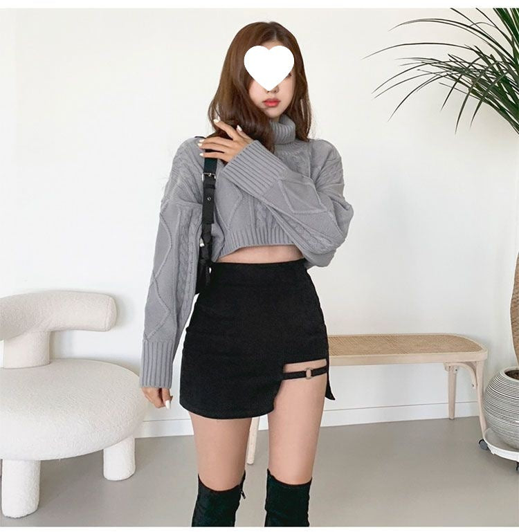 Black Skirt, Hip-Covering Skirt, Female Summer Sexy Sexy Short Skirt, Petite Design, High-Waisted Skirt, Trendy Autumn and Winter