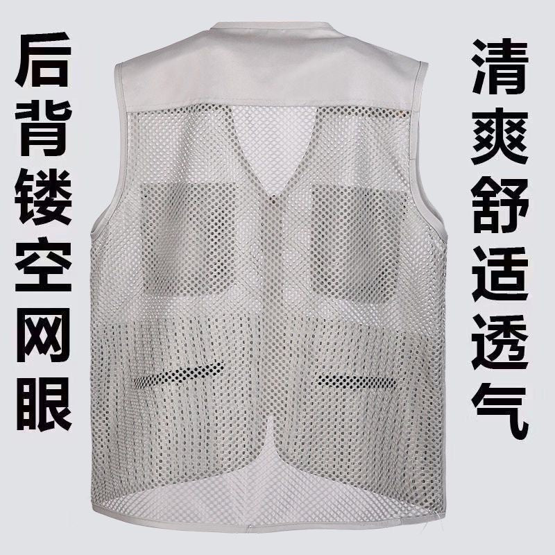 Cross-Border Outdoor Multi-Pocket Vest Men's Fishing Vest Photography Middle-Aged Men's Tops Work Clothes Middle-Aged and Elderly Dad Wear