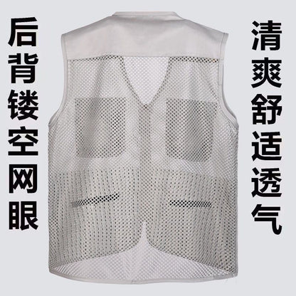 Cross-Border Outdoor Multi-Pocket Vest Men's Fishing Vest Photography Middle-Aged Men's Tops Work Clothes Middle-Aged and Elderly Dad Wear