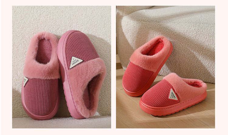 Slippers for Women Winter 2025 New Warm Indoor Home Non-Slip Thick-Soled Cotton Slippers Men's Wool Slippers Autumn and Winter