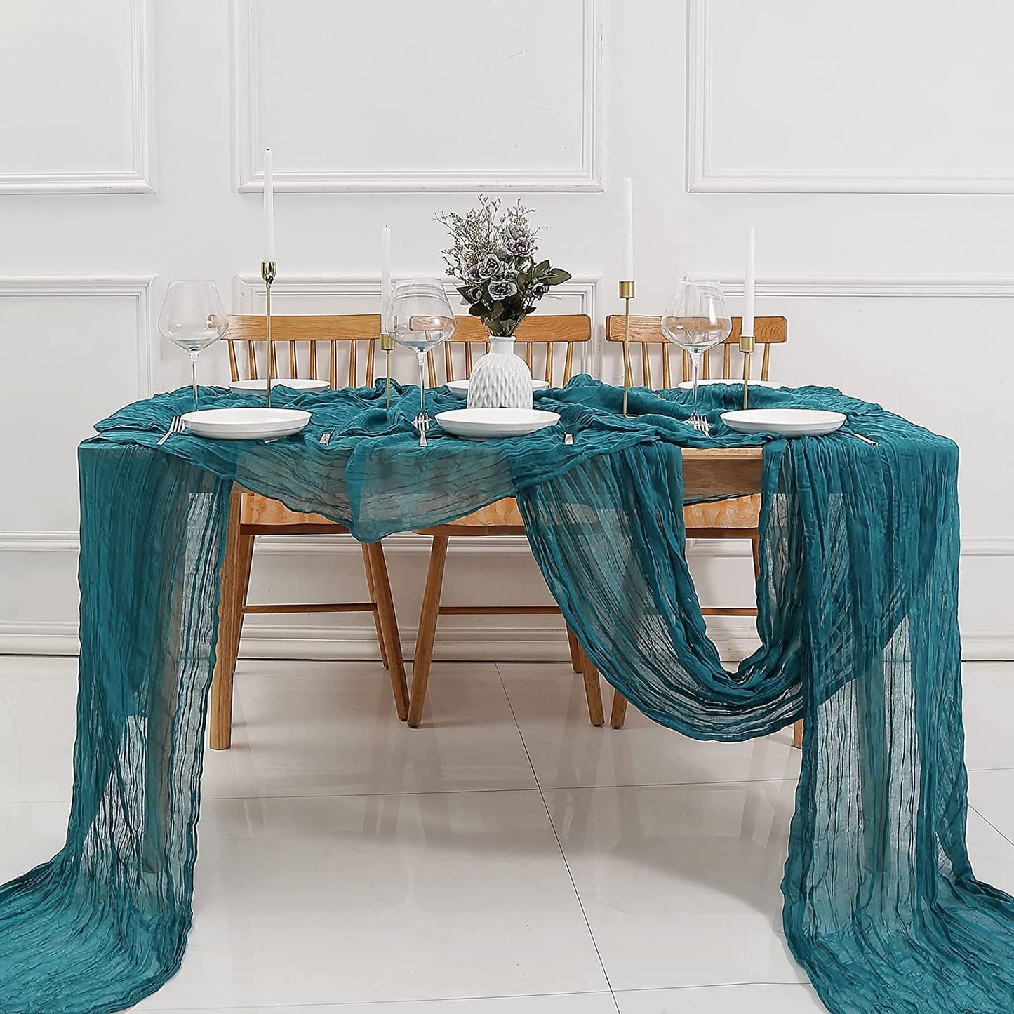 Bali Crepe Table Flag Foreign Trade Western Tablecloth Light Luxury High-End Wedding Party Decoration Pleated Table Flag Wholesale