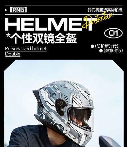 New National Standard 3C/Dot Certified Motorcycle Helmet Dual Lens with Bluetooth Headset Glasses Slot Full Face Motorcycle Helmet