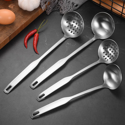 304 Stainless Steel Soup Spoon Hot Pot Colander Household Thickened Large Spoon Long Handle Porridge Spoon Porridge Spoon Drinking Soup Spoon