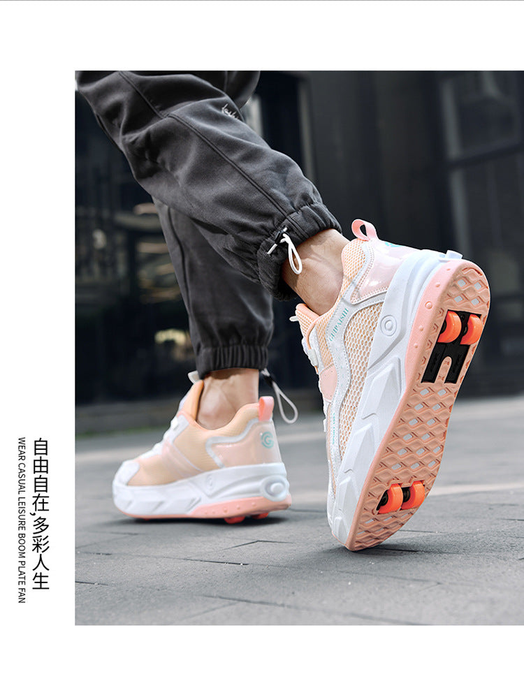 Students heelloo shoes four-wheel children's wheel skates men and women automatic version shoes with wheels in stock wholesale