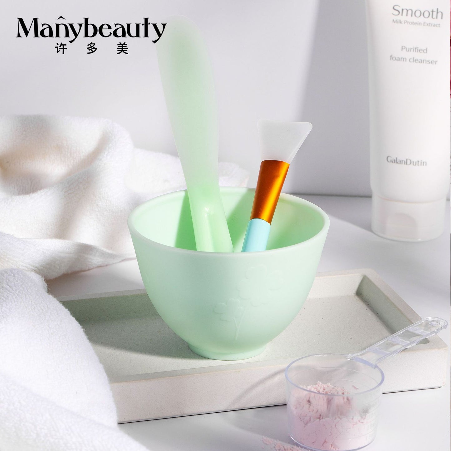 Silicone Mask Bowl, Soft Mask Bowl, Spoon Stick, Mixing Tool, Three-Piece Set, Scraper, Beauty Salon Facial Spa Special