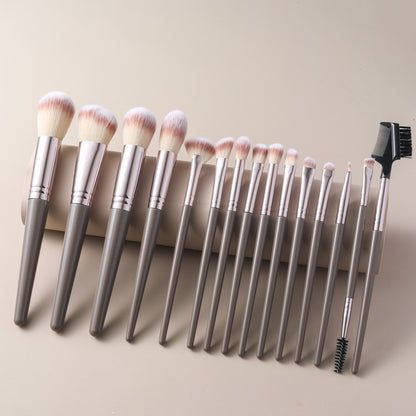 Cross-Border Amazon Same-Style Makeup Brushes for Beginners, 15-Piece Champagne Color Brush Set, Highlighter Brush, Beauty Makeup Supplies