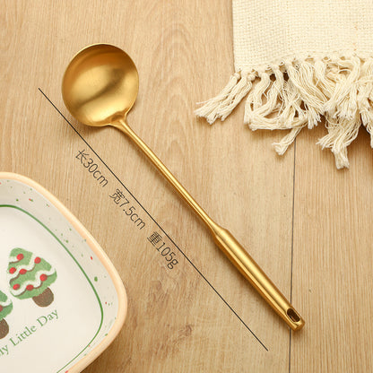Stainless Steel High-grade Soup Leak Hot Pot Spoon Thickened Soup Spoon Golden Large Soup Spoon Titanium Plated Golden Soup Spoon Golden Spatula Spoon