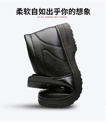 2022 Winter fleece-lined warm plush high-top leather shoes men's middle-aged and elderly dad shoes cotton-padded shoes non-slip slip slip-on men's shoes
