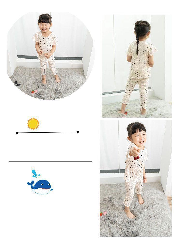 Children's Thin Short-Sleeved Air-Conditioned Clothing for Boys and Girls Summer Pajamas suit Can Wear Outfit Baby's Home Clothes Two-Piece Fashionable Set