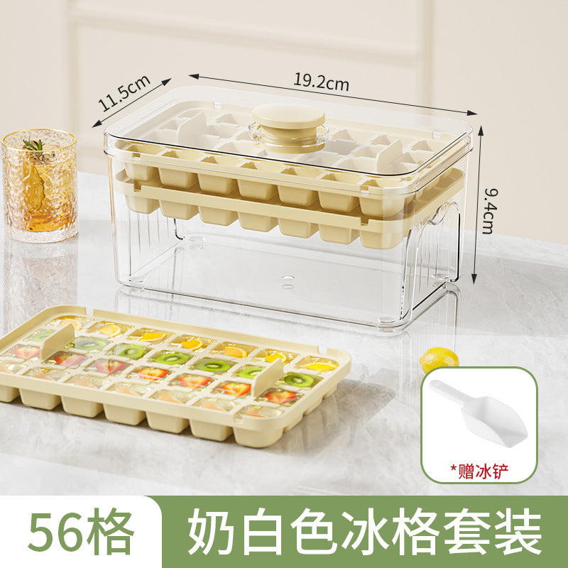 Cross-border pressing ice cube ice cube mould food grade pressing type household ice storage ice box with lid self-making ice box