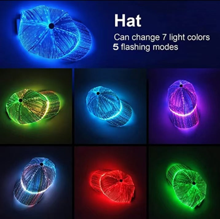 Cross-border charging LED fiber cap LED light knitted hat autumn and winter night running with light luminous hat