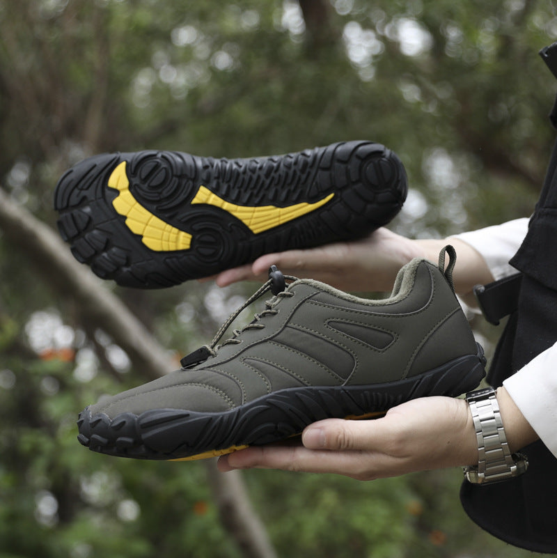 Outdoor Snow Boots, Home Cross-Border Winter New Style, Non-Slip Short Style, Fleece-Lined Warm Cotton Shoes, Thick-Soled Barefoot Five-Toe Shoes