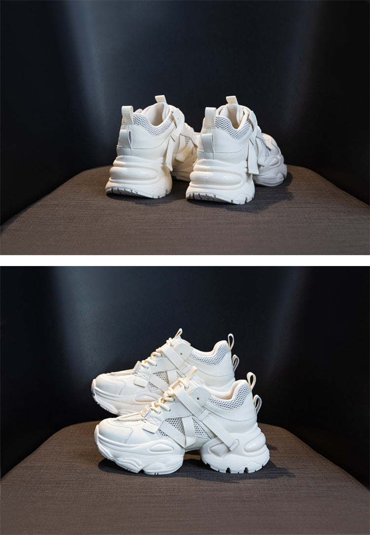 Thick-Soled Dad Shoes for Women 2025 Summer New Versatile Height-Increasing Breathable Mesh Sports Casual Shoes Platform Heel