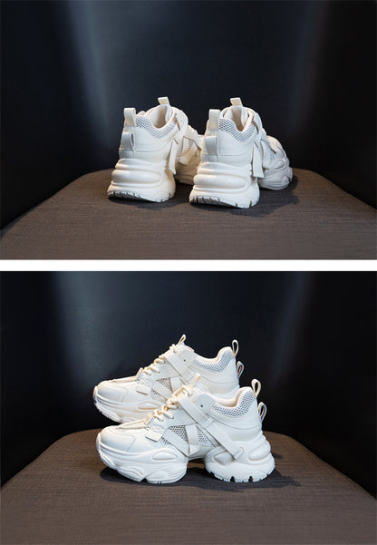 Thick-Soled Dad Shoes for Women 2025 Summer New Versatile Height-Increasing Breathable Mesh Sports Casual Shoes Platform Heel