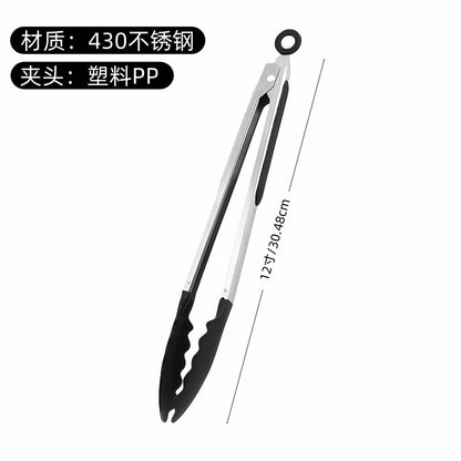 Silicone Clips for Kitchen Non-Stick Pans, Anti-Scalding and High Temperature Resistance, Household Barbecue and Steak Special Set, Stainless Steel Food Clips