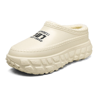 Men's Cotton Slippers Winter 2025 New Home Cross-Border Fleece Chef Cotton Shoes for Outdoor Wear, Non-Slip Waterproof Closed-Toe Cotton Shoes