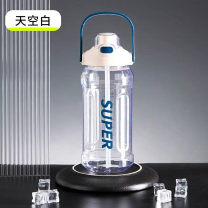 Large-Capacity Sports Water Cup Internet Celebrity Fitness High-Temperature-Resistant Plastic Cup Extra-Large Water Kettle Portable Straw Cup