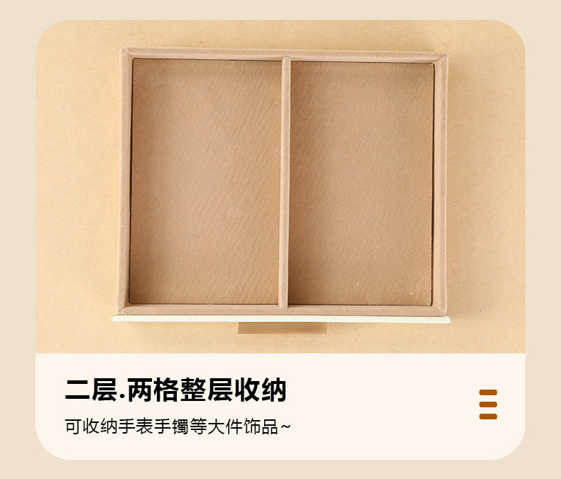 Cross-border PU three-layer cosmetic mirror with LED light high-end jewelry box earring ring necklace bracelet princess jewelry box