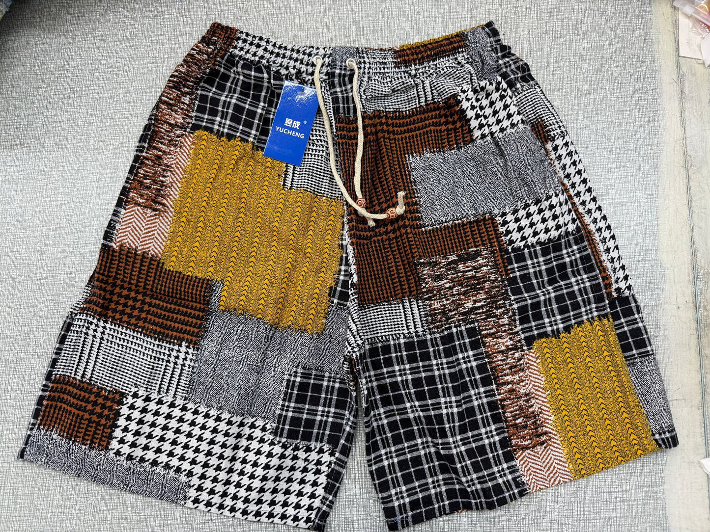 Summer new cotton and linen printed five-point men's beach pants casual sports loose plus size shorts men's thin fashion