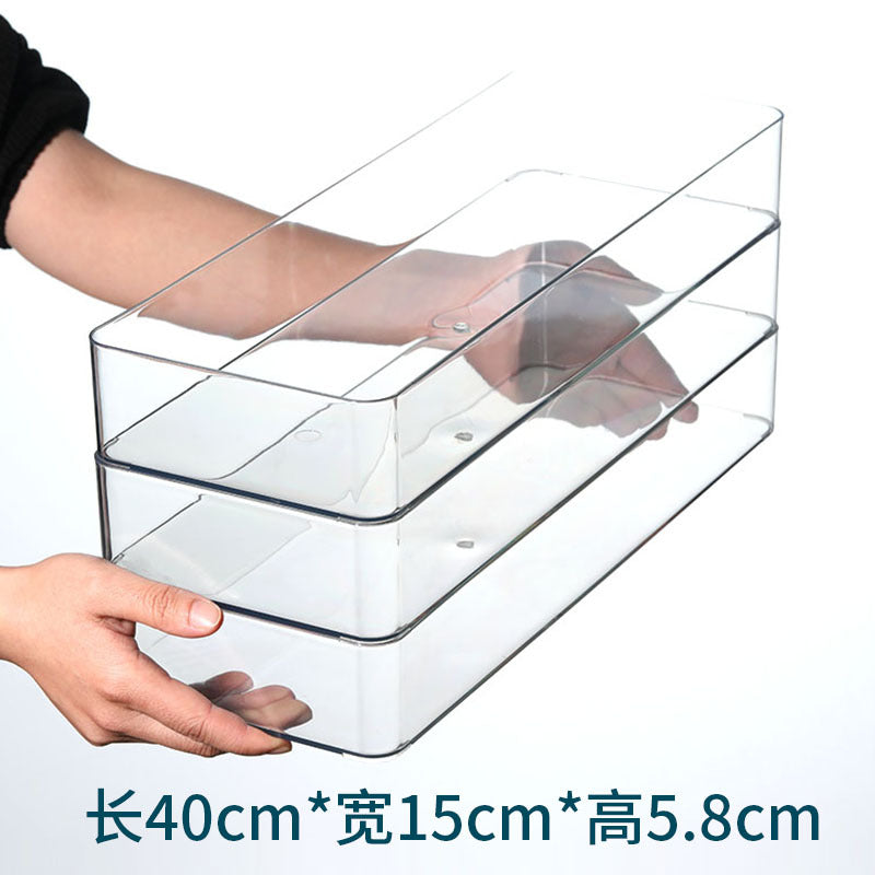 Enlarge 40cm Long Transparent Box Narrow Long Square Storage Box 15cm Wide Water-tight Drawer Finishing