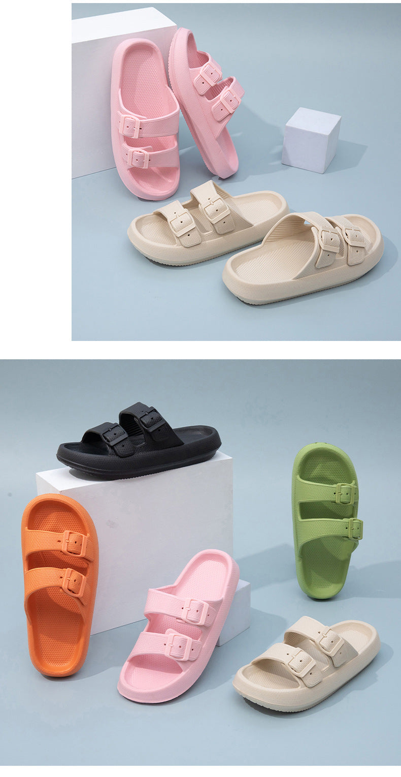 Foreign Trade Double Buckle Cool EVA Slippers Lovers Women's Beach Slippers Classic Men's Slippers