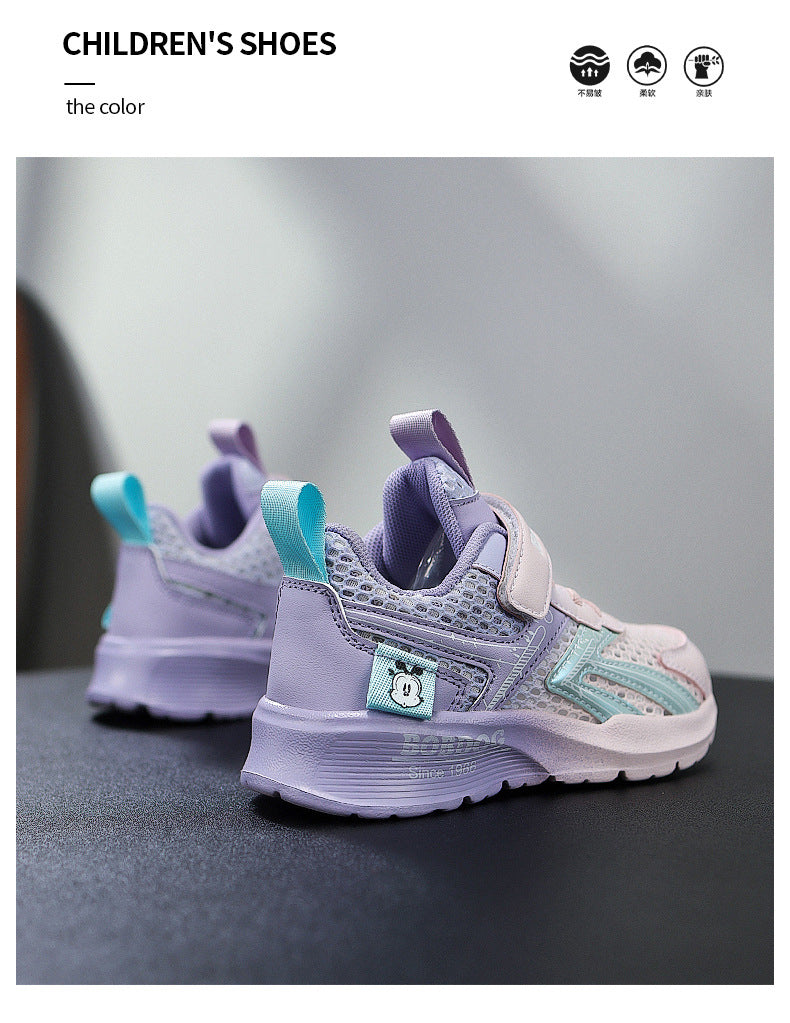 Babu bean children's shoes boys sneaker summer 2025 new hollow single mesh breathable mesh shoes big children's shoes