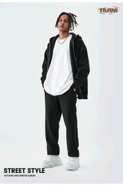 Tilani Men's Sweatshirt Cross-Border Casual Sports Suit Fashionable Pure Color Sweatshirt for Men and Women Simple Zipper Hoodie