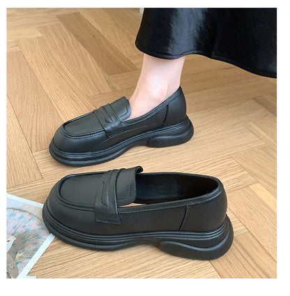 Thick-Soled Loafers British Style Slip-On White Shoes for Women 2025 New Versatile Toe-Toe Shoes Cross-Border Foreign Trade Women's Shoes