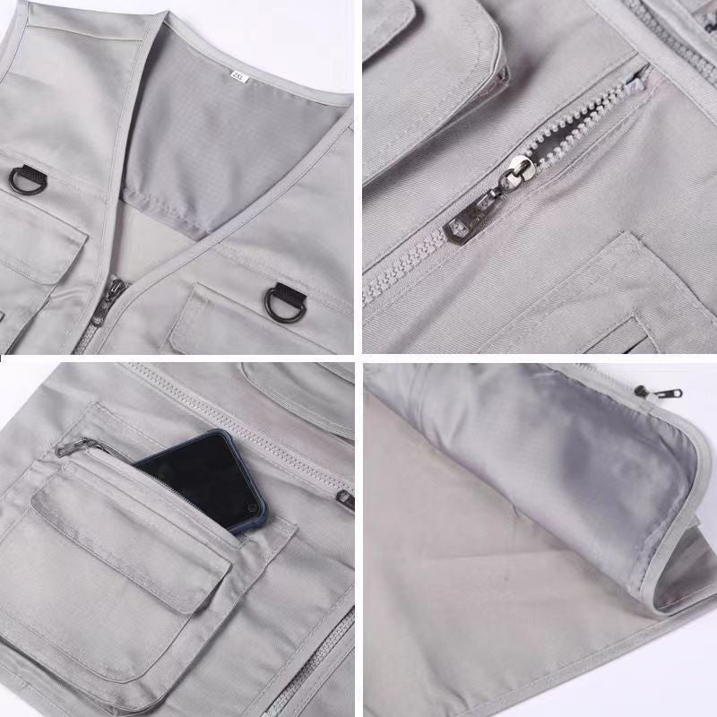 Cross-Border Outdoor Multi-Pocket Vest Men's Fishing Vest Photography Middle-Aged Men's Tops Work Clothes Middle-Aged and Elderly Dad Wear