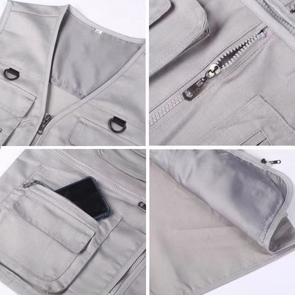 Cross-Border Outdoor Multi-Pocket Vest Men's Fishing Vest Photography Middle-Aged Men's Tops Work Clothes Middle-Aged and Elderly Dad Wear