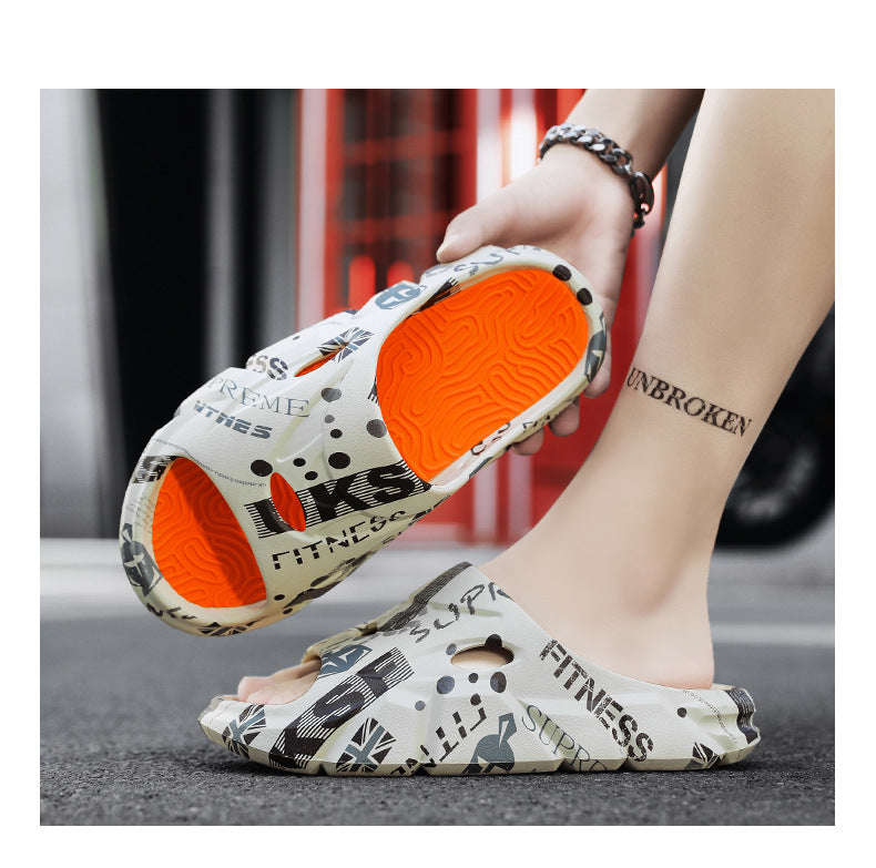 Coconut Slippers for Men to Wear Outside in Summer, Non-Slip Thick Soles for Stepping on Shit, Home Bathing, Men's Outdoor Sports Beach Sandals