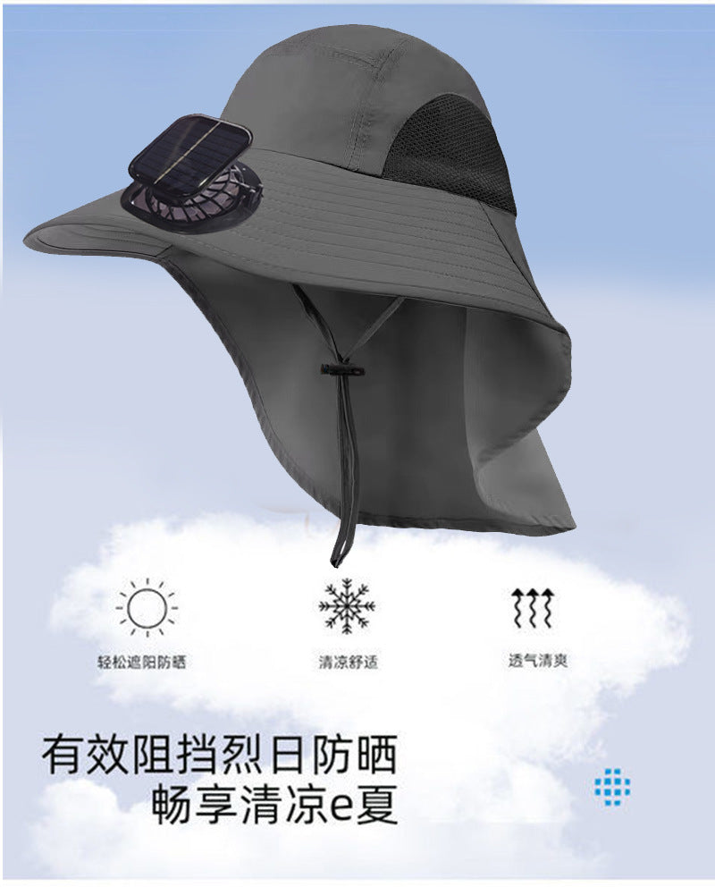 Solar Fan Hat, Summer Shawl, Neck Protection, Sun Protection Hat, Men's Outdoor Fishing and Hiking Hat, New Style Hat